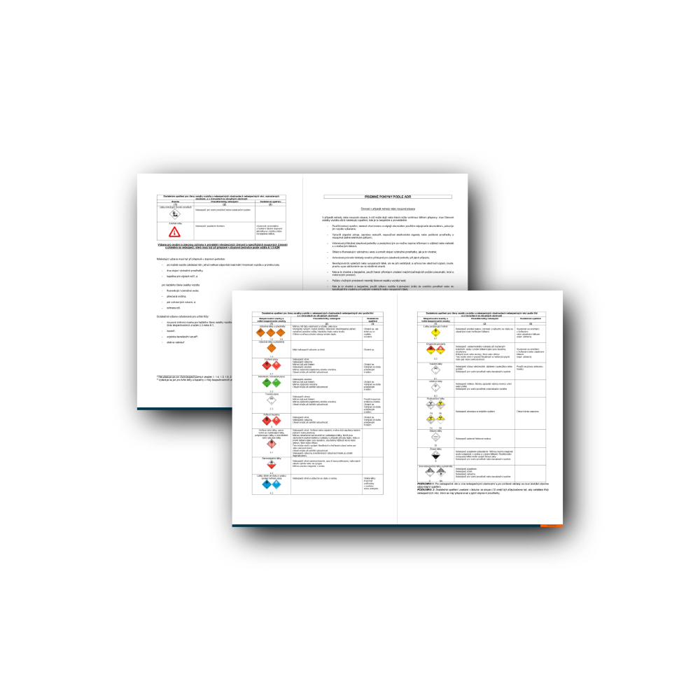 ADR Instructions in Writing – Czech, A4, Laminated (10pcs)