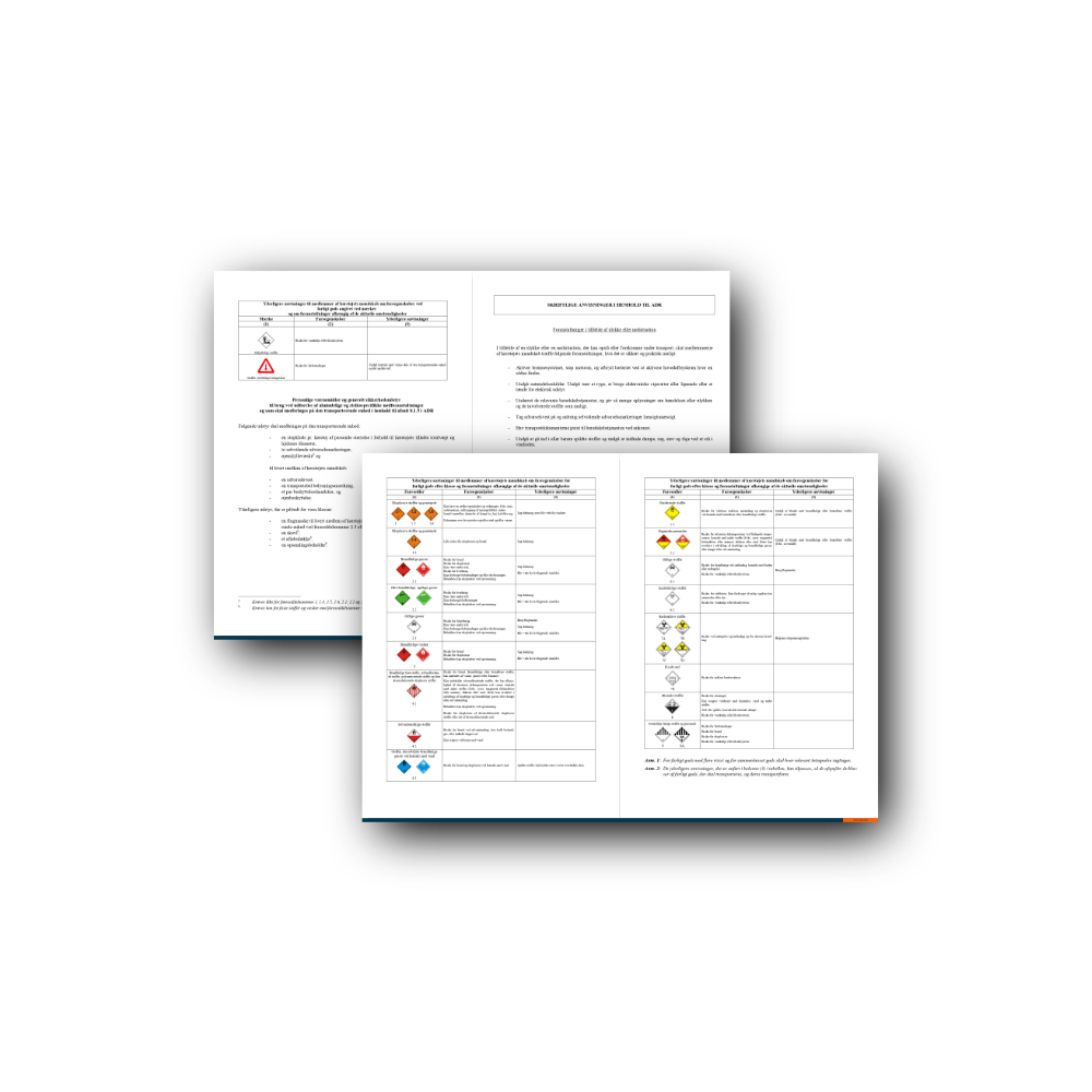 ADR Instructions in Writing – Danish, A4, Laminated (10pcs)