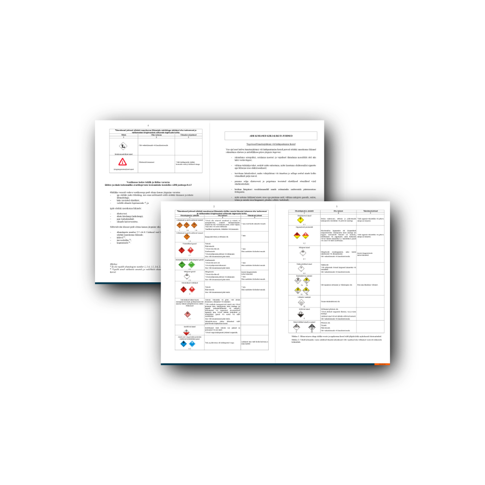 ADR Instructions in Writing – Estonian, A4, Laminated (10pcs)