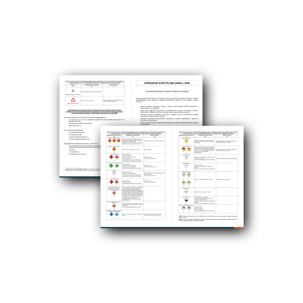 ADR Instructions in Writing – Italian, A4, Laminated (10pcs)