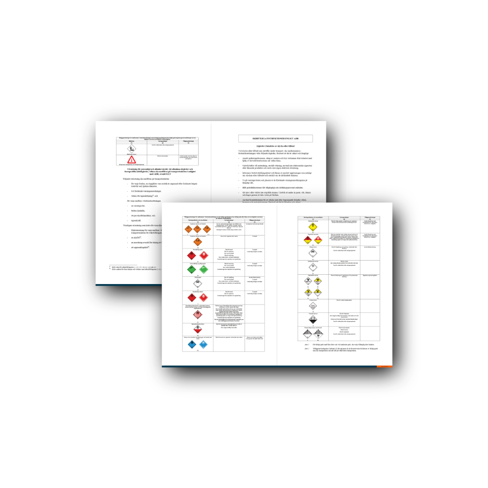 ADR Instructions in Writing – Swedish, A4, Laminated (10pcs)