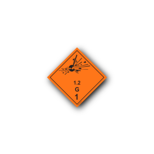 Hazard Class 1 Label - Explosive 1.2G, Self-Adhesive, PVC, 100x100mm (100pcs)
