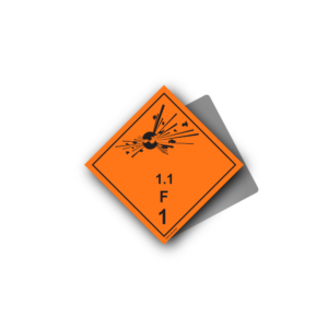 Hazard Class 1 Placard - Explosive 1.1F, Aluminium, 250x250mm (1pc)