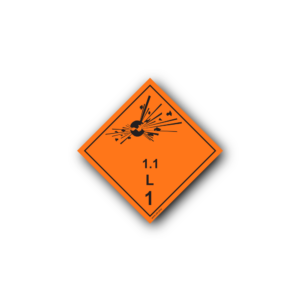 Hazard Class 1 Placard - Explosive 1.1L, Self-Adhesive, PVC, 250x250mm (1pc)