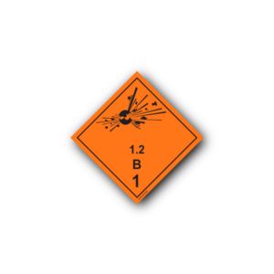 Hazard Class 1 Placard - Explosive 1.2B, Self-Adhesive, PVC, 250x250mm (1pc)