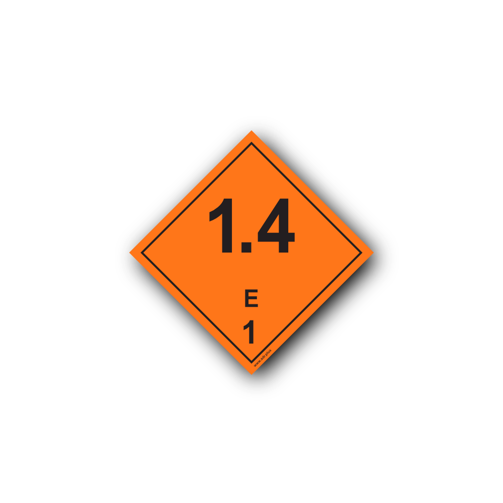 Hazard Class 1 Placard - Explosive 1.4E, Self-Adhesive, PVC, 250x250mm (1pc)