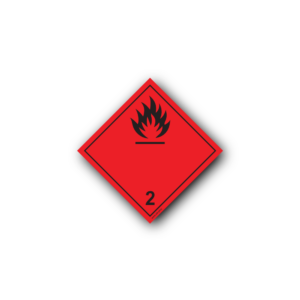 Hazard Class 2 Placard - Flammable Gas 2.1, Self-Adhesive, PVC, 250x250mm (1pc)