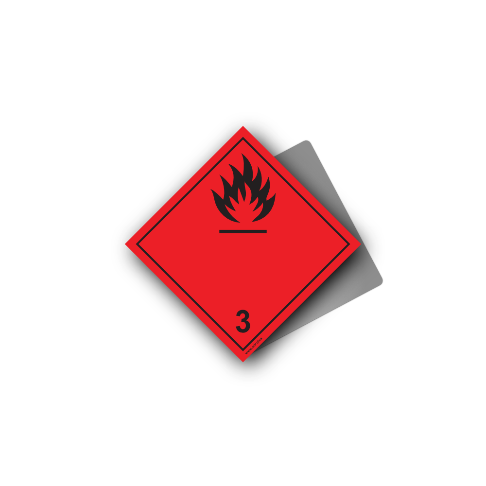 Hazard Class 3 Placard - Flammable Liquid, Aluminium, 250x250mm (1pc)