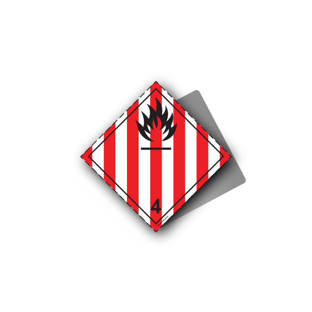 Hazard Class 4.1 Placard - Flammable Solid, Aluminium, 250x250mm (1pc)