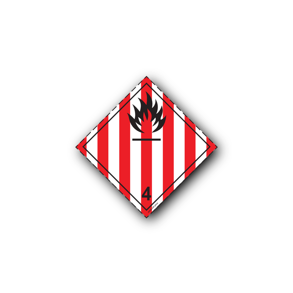 Hazard Class 4.1 Placard - Flammable Solid, Self-Adhesive, PVC, 250x250mm (1pc)