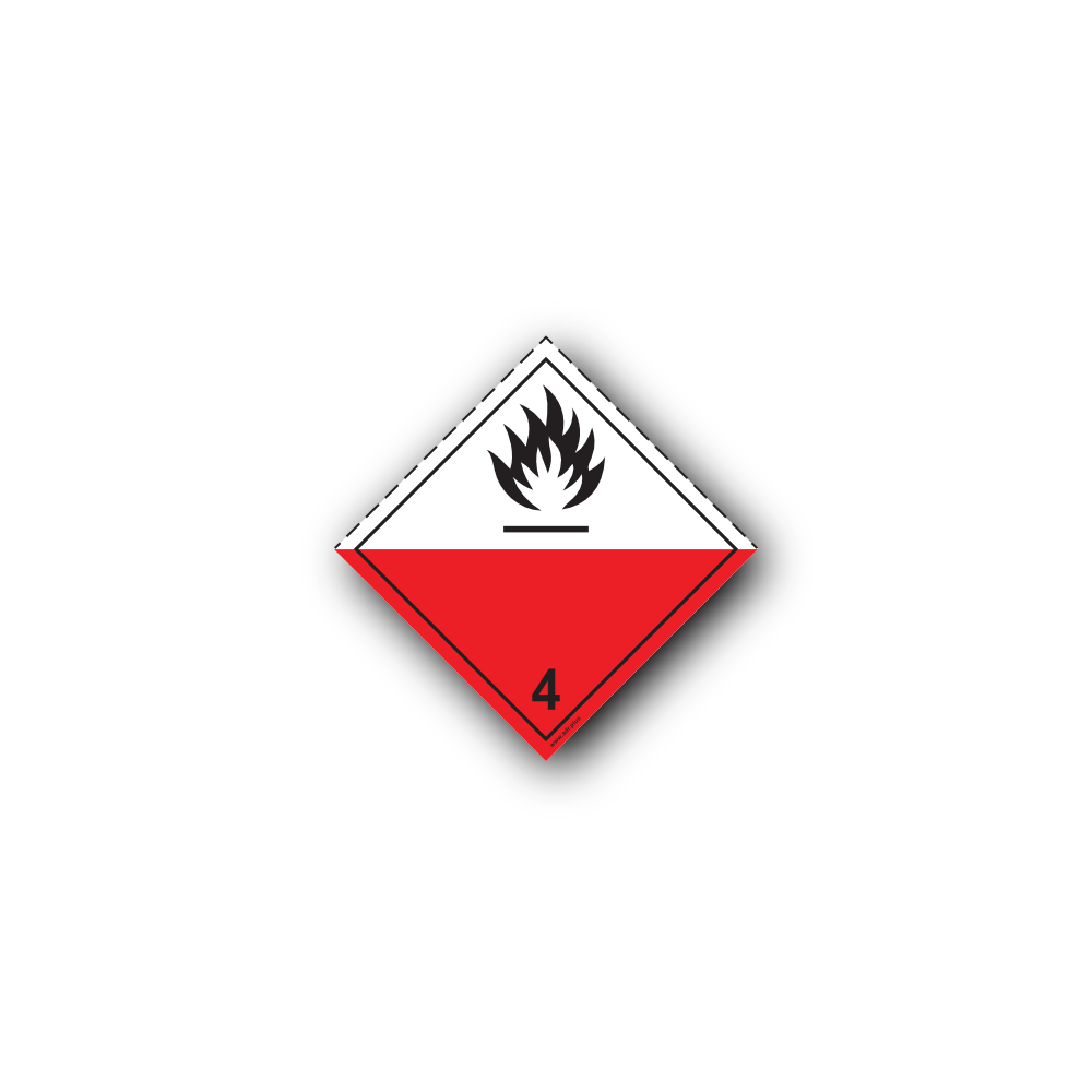 Hazard Class 4.2 Label - Spontaneously Combustible, Self-Adhesive, PVC, 100x100mm (100pcs)