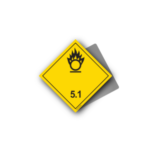 Hazard Class 5.1 Placard - Oxidizing Substances, Aluminium, 250x250mm (1pc)