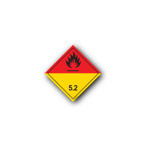 Hazard Class 5.2 Label - Organic Peroxides, Self-Adhesive, PVC, 100x100mm (100pcs)