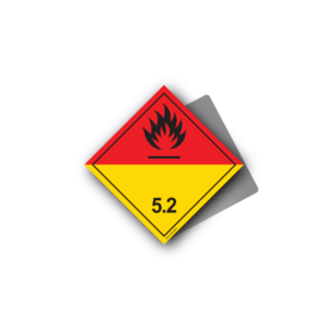 Hazard Class 5.2 Placard - Organic Peroxides, Aluminium, 250x250mm (1pc)