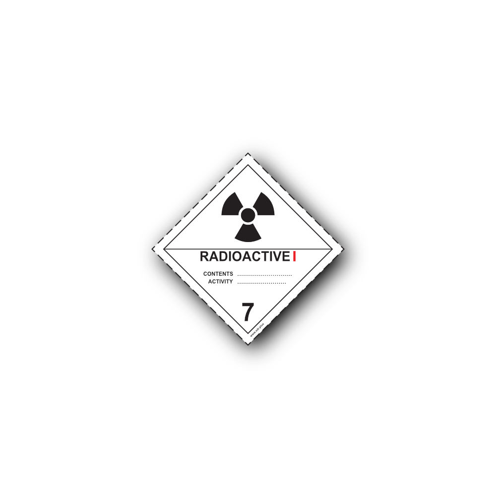 Hazard Class 7 Label - Radioactive Material 7A, Self-Adhesive, PVC, 100x100mm (100pcs)