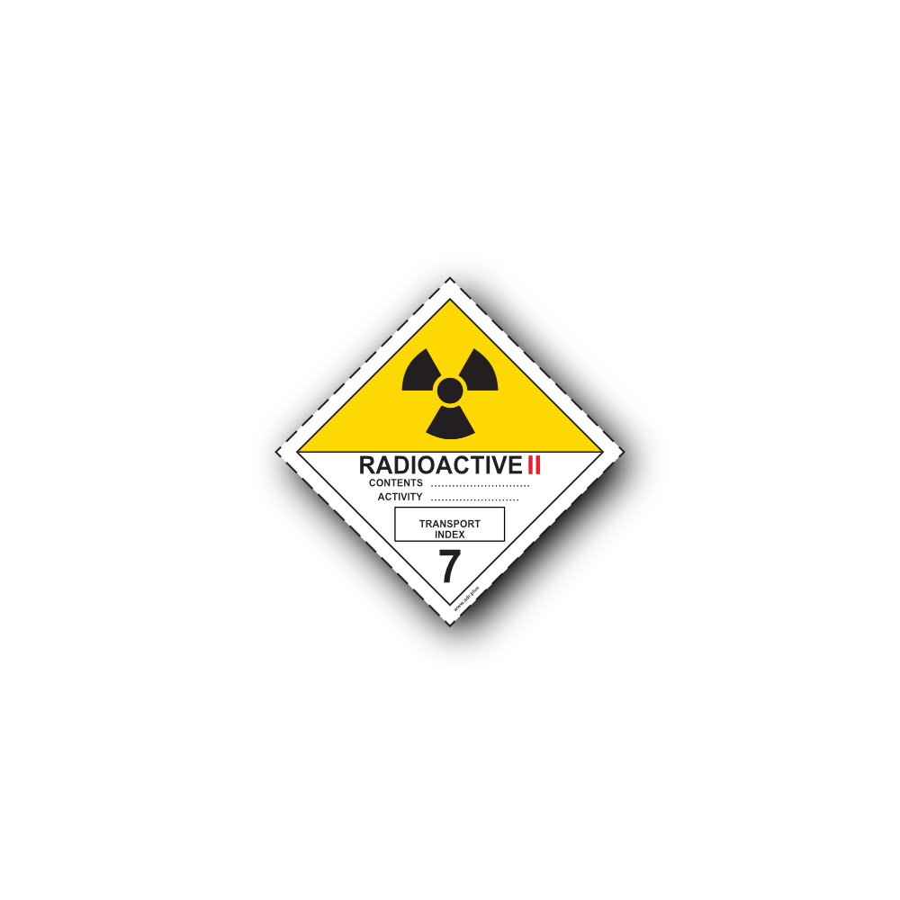 Hazard Class 7 Label - Radioactive Material 7B, Self-Adhesive, PVC, 100x100mm (100pcs)