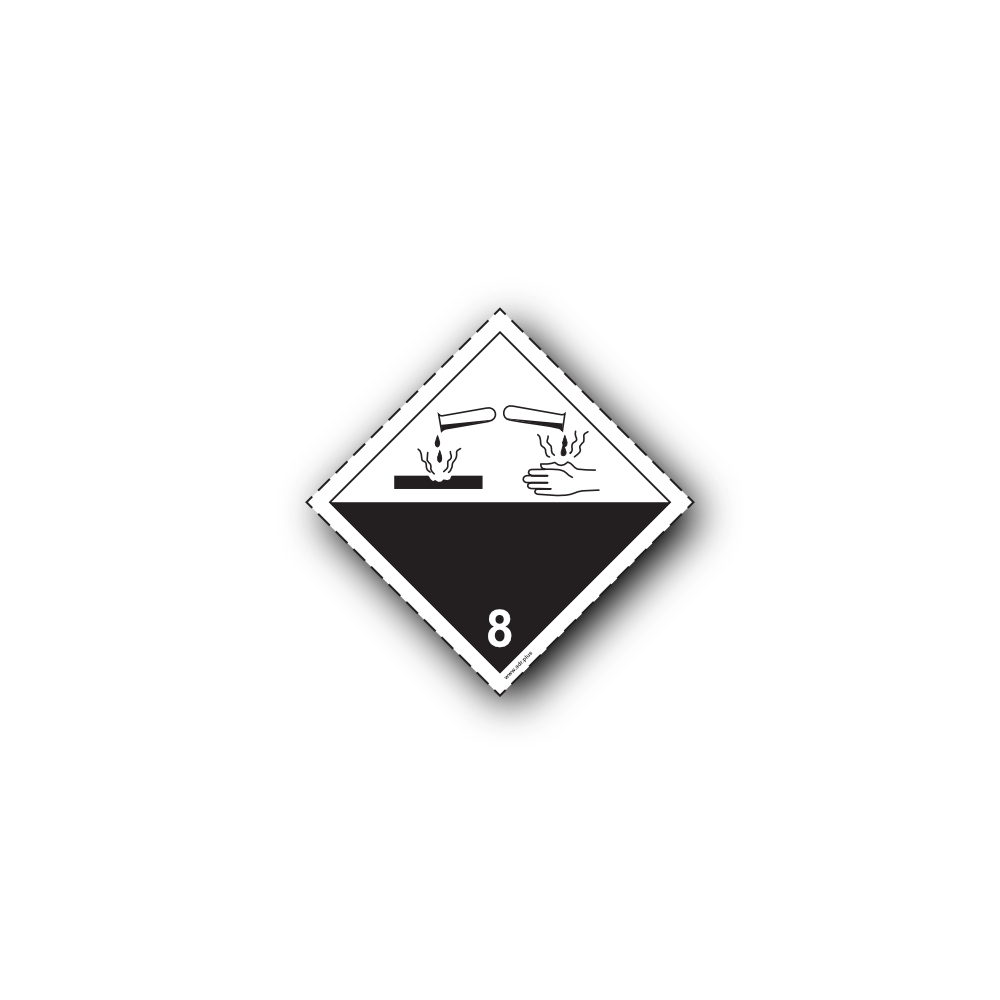 Hazard Class 8 Label - Corrosive Substances, Self-Adhesive, PVC, 100x100mm (100pcs)