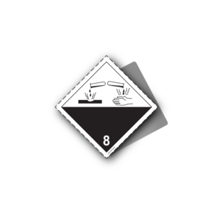 Hazard Class 8 Placard - Corrosive Substances, Aluminium, 250x250mm (1pc)