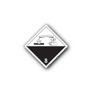 Hazard Class 8 Placard - Corrosive Substances, Self-Adhesive, PVC, 250x250mm (1pc)