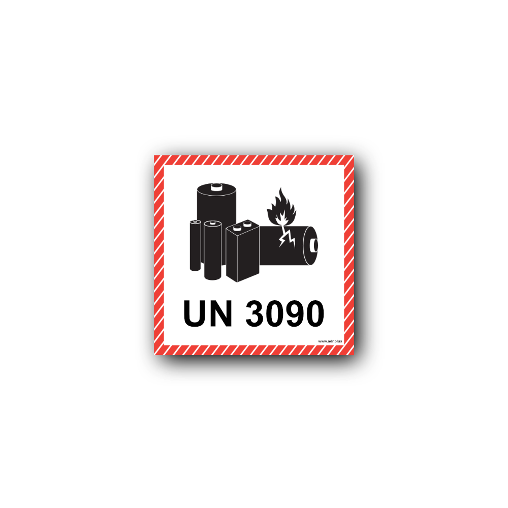 Lithium Battery Label UN3090 - Self-Adhesive, PVC, 100x100mm (100pcs)
